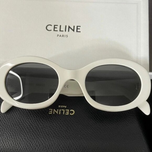 Celine CL40194U 25A Triomphe Oval Women Sunglasses White Frame - Picture 6 of 9
